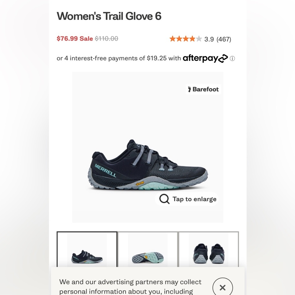 Merrell Women’s Trail Glove 6 size 7.5